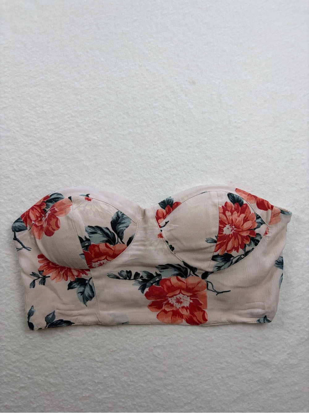 American Eagle Outfitters Blush Pink Strapless Floral Bustier